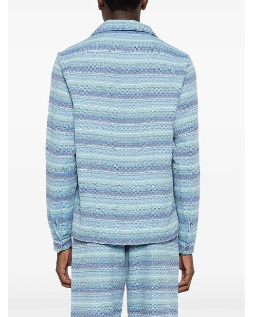Amir Slama Blue Logo-Engraved Jacquard Shirt for men