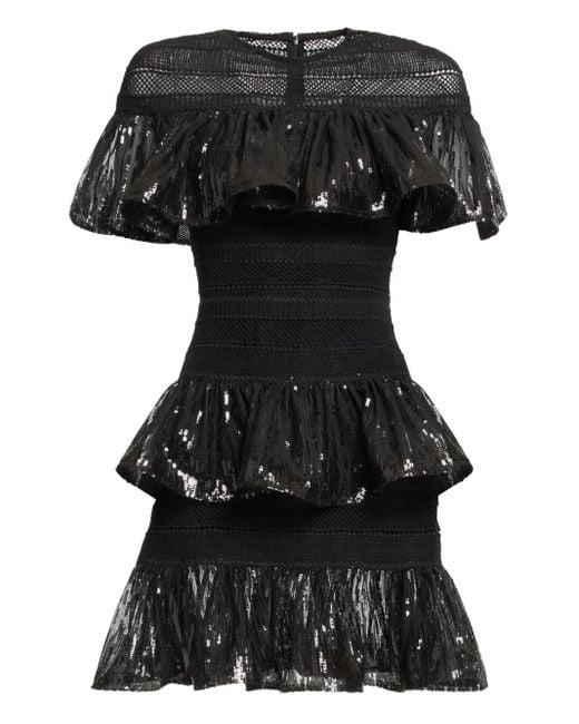 Elie Saab Black Ruffled Mini Dress