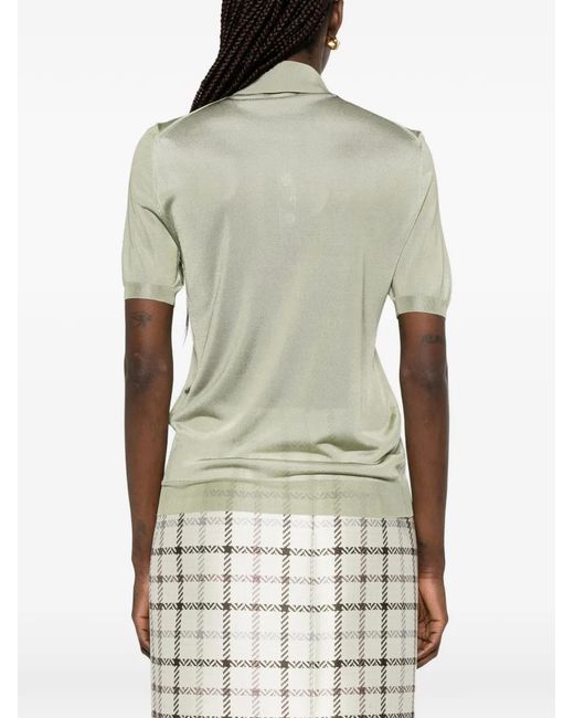 Fendi White Button-Up Polo Shirt