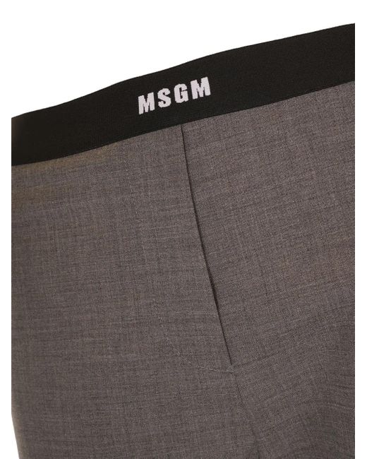 MSGM Gray Logo-Waistband Trousers