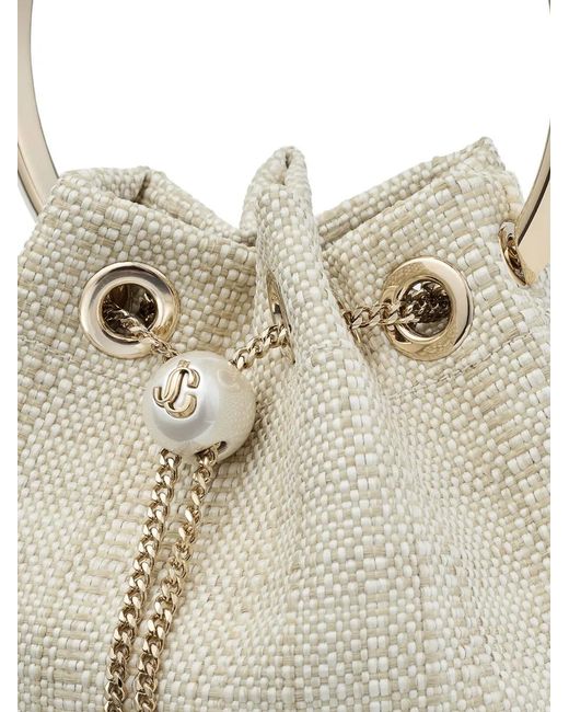 Jimmy Choo White Bon Bon Bucket Bag