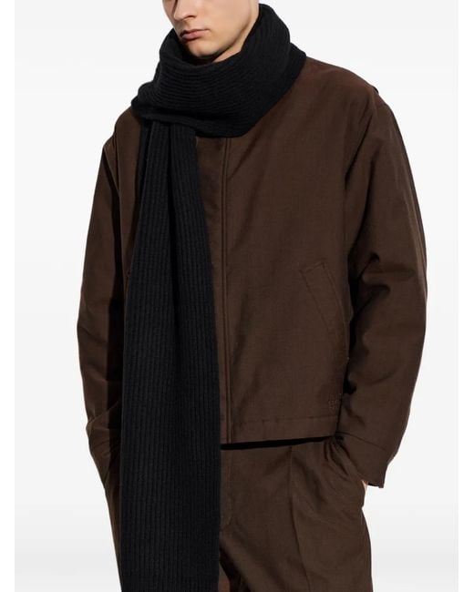 MM6 by Maison Margiela Black Ribbed Logo-Patch Scarf