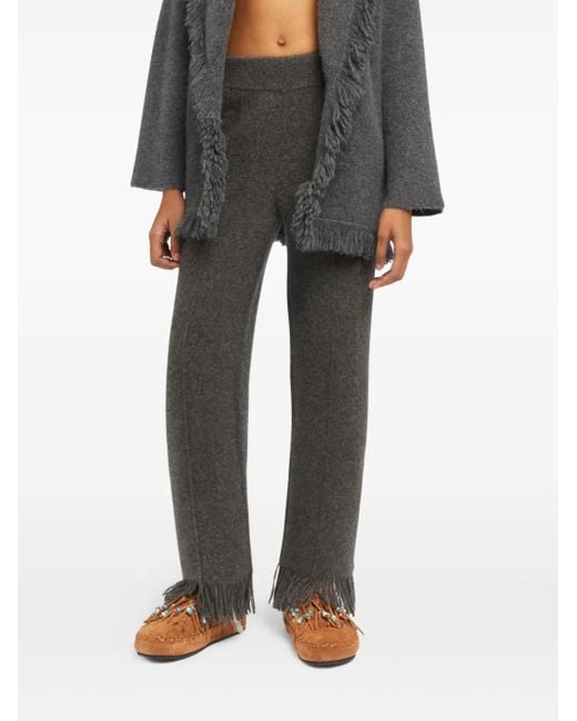 Alanui Black Fringed Knitted Trousers