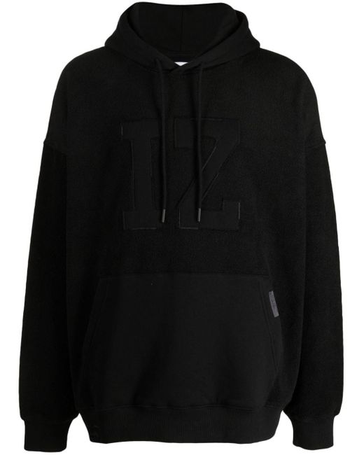 Izzue Black Logo-appliqué Fleece-texture Hoodie for men