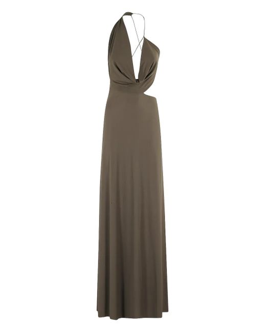 Amazuìn Natural Maxikleid Mit Wasserfallkragen