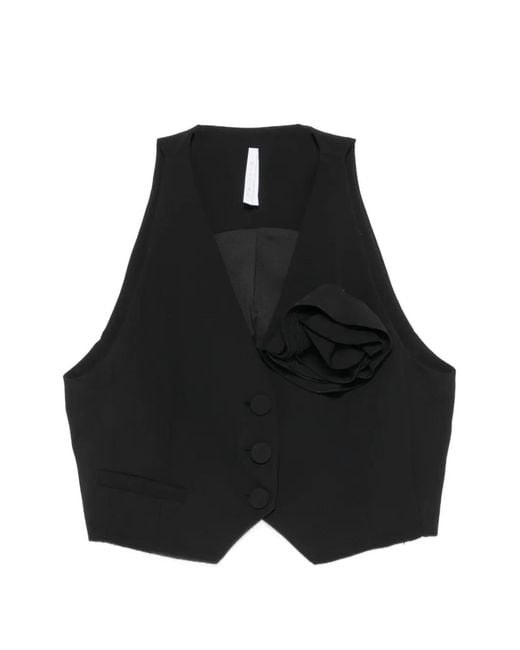 Imperial Black Floral-Appliqué Cropped Top