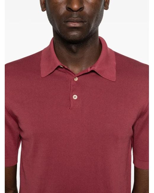 Fedeli Red Short-Sleeve Polo Shirt for men