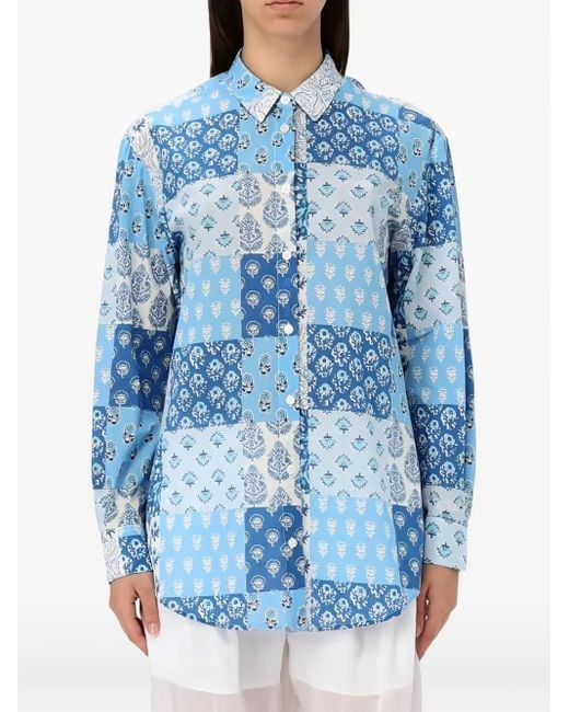 Mc2 Saint Barth Blue Brigitte Patchwork Floral Shirt