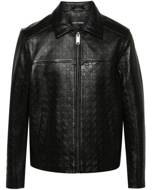 Daily Paper Black Silence Monogram Leather Jacket