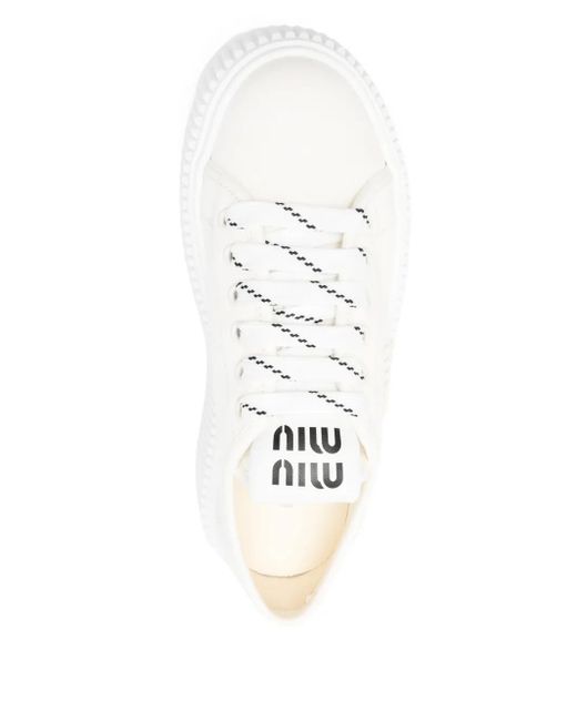 Miu Miu White Logo-Patch Sneakers