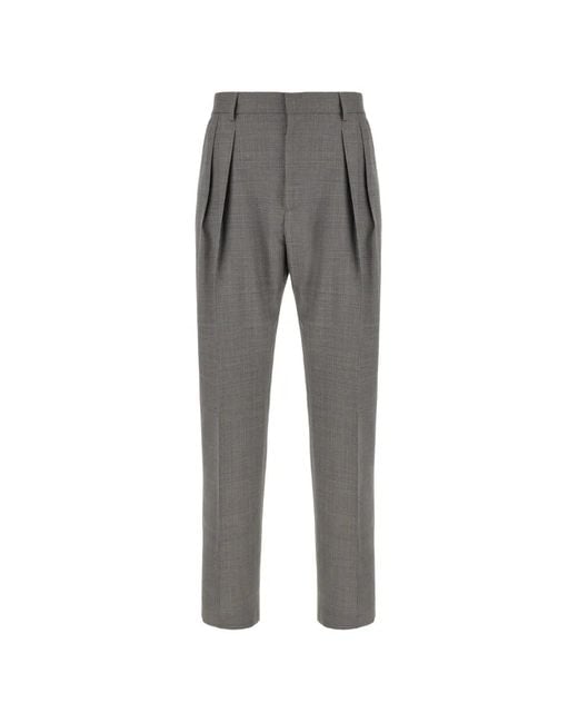 Paul Smith Gray Superfine Merino Wool Pleated Trousers for men