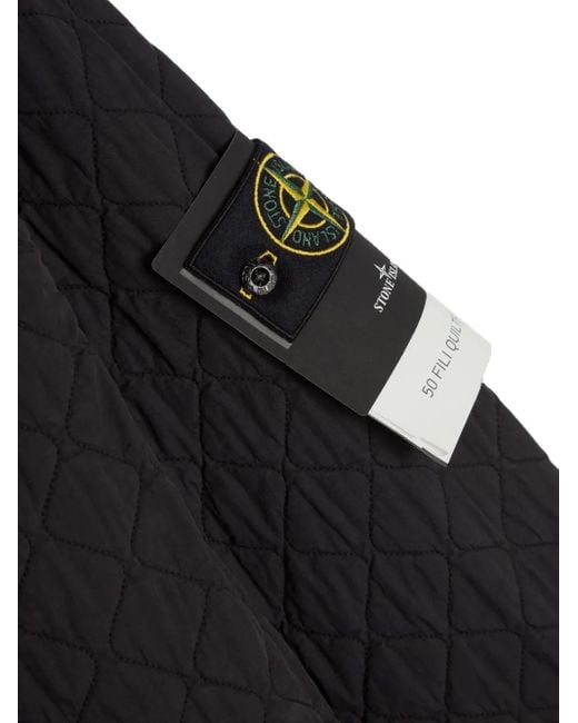 Stone Island Black Quilted Press-Stud Bomber Jacket for men