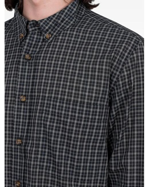 GIMAGUAS Gray Jeremy Check-Pattern Button-Down Shirt for men