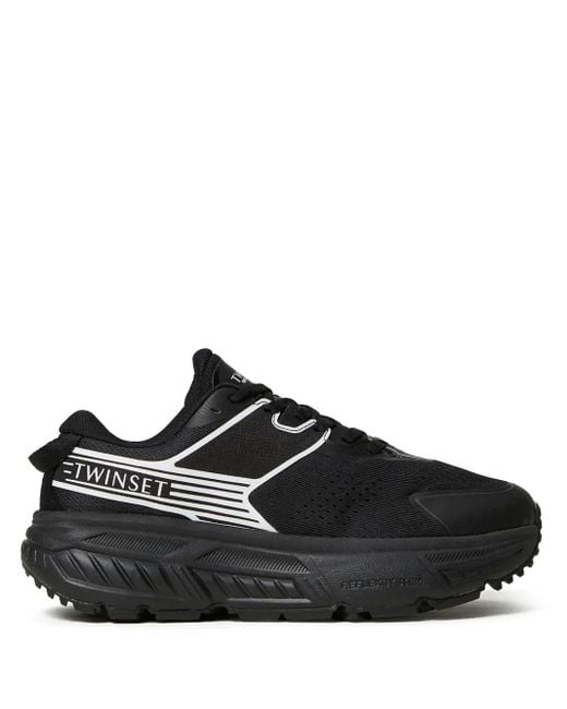Twinset Black Logo-Print Sneakers