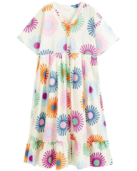 Chinti & Parker White Soleil Floral-print Dress