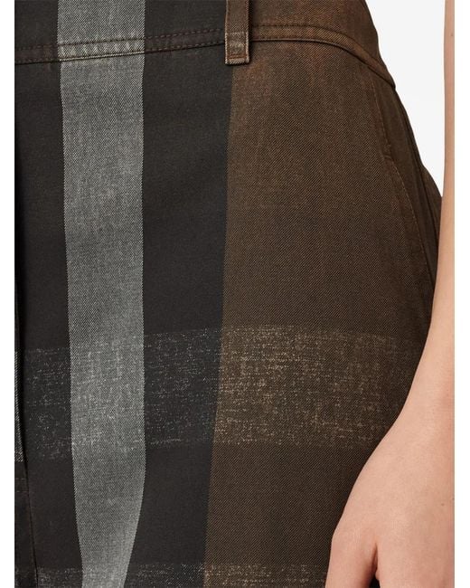 Burberry Brown Check-Pattern Wide-Leg Trousers