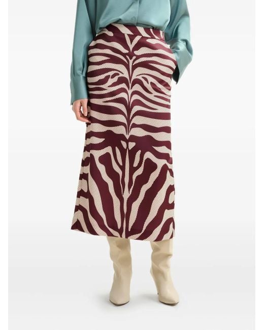 Essentiel Antwerp Red Zebra-Print Mid Skirt
