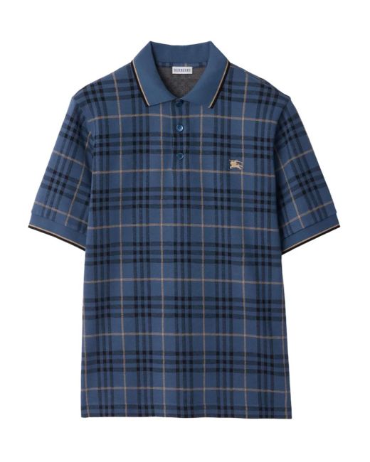 Burberry Kariertes Poloshirt in Blue für Herren