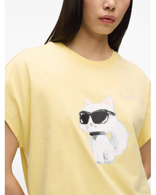 Karl Lagerfeld Yellow Ikon Choupette Aquarelle T-Shirt