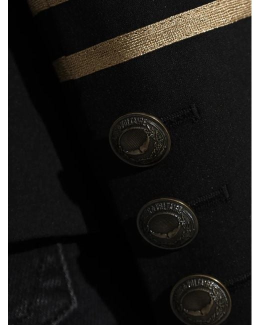 Zadig & Voltaire Black Vallo Military-Style Buttoned Blazer