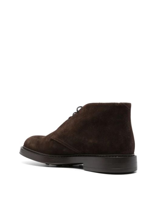 Doucal's Brown Lace-Up Suede Ankle Boots for men