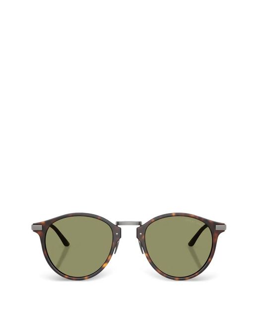 Giorgio Armani Green Tortoiseshell-Effect Round-Frame Sunglasses for men