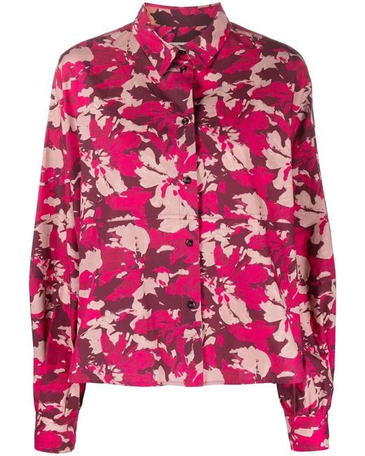 Woolrich Pink Floral-Print Cotton Shirt