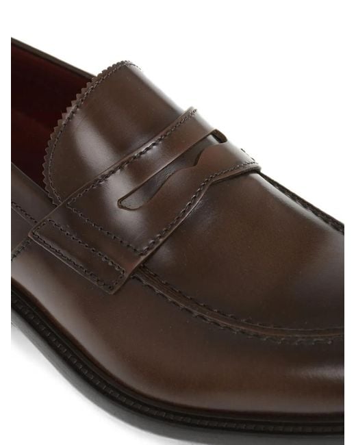 Corneliani Gray Penny-Slot Leather Loafers for men