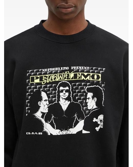 Aries Black Crew-Neck Graphic-Print Sweatshirt for men