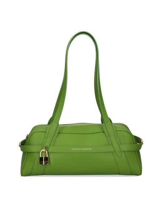 Elisabetta Franchi Green Small Over-The-Shoulder Bag Made Of Leather