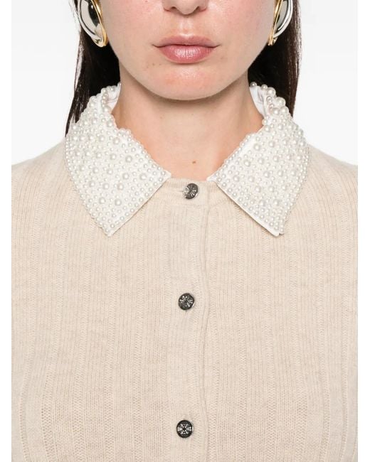 Maje Natural Cardigan With Removable Bead Collar