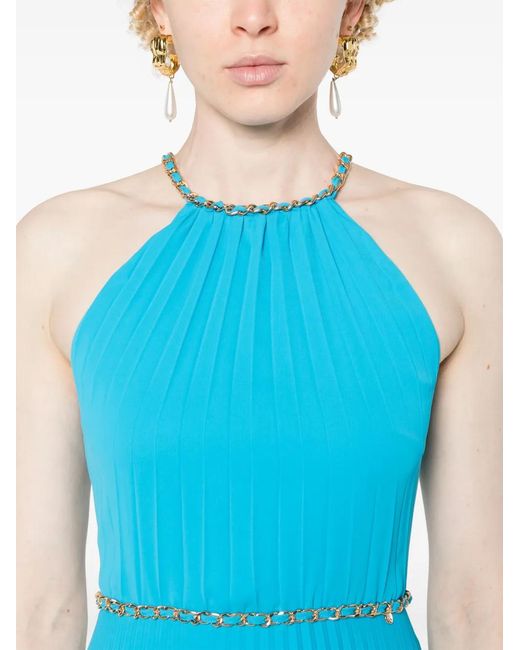 Nissa Blue Pleated Midi Dress