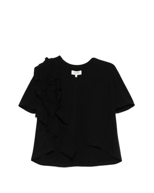 Psophia Black Ruffled T-Shirt