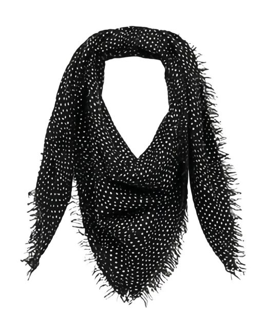 Isabel Marant Black Alecia Polka-Dot Fringed Scarf