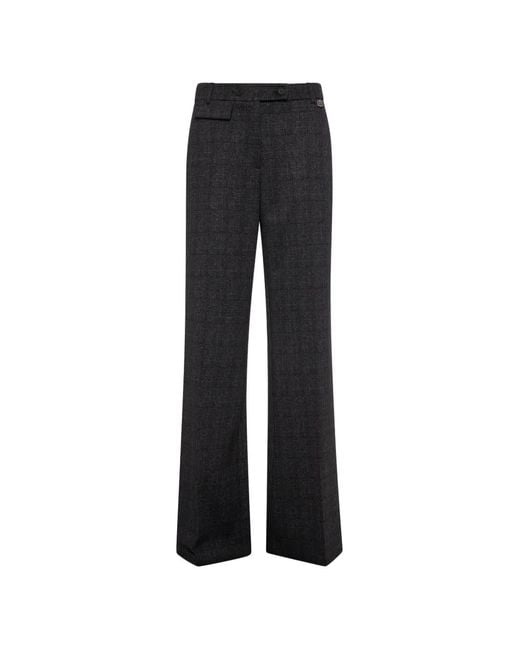 Fracomina Black Price Of Wales Wide-Leg Tailored Trousers