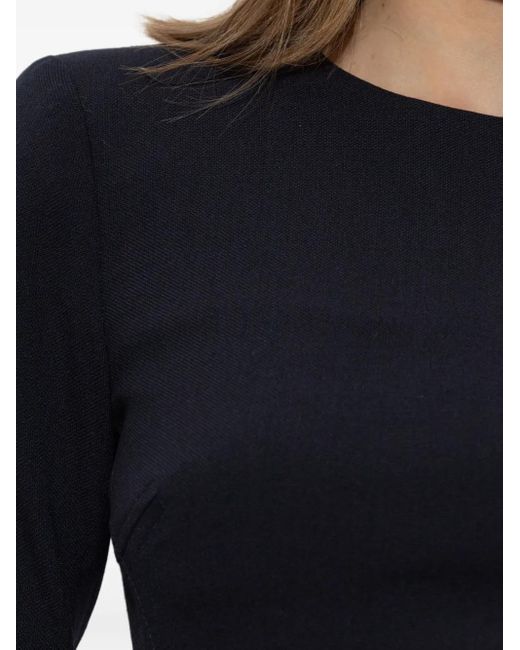 Victoria Beckham Blue Fitted Dress With Long Sleeves