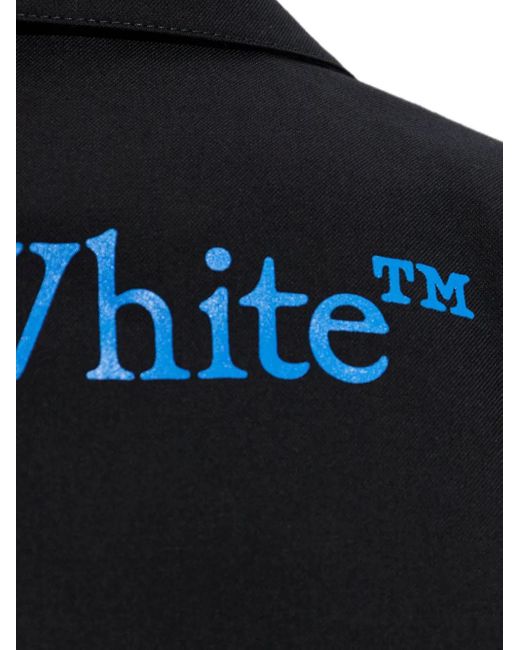Off-White c/o Virgil Abloh Blue Logo-Print Cropped Blazer