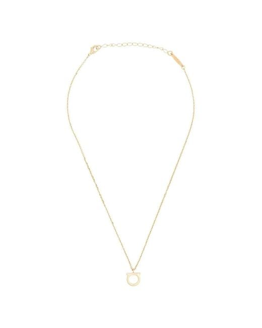 Ferragamo White Gancini Charm Necklace
