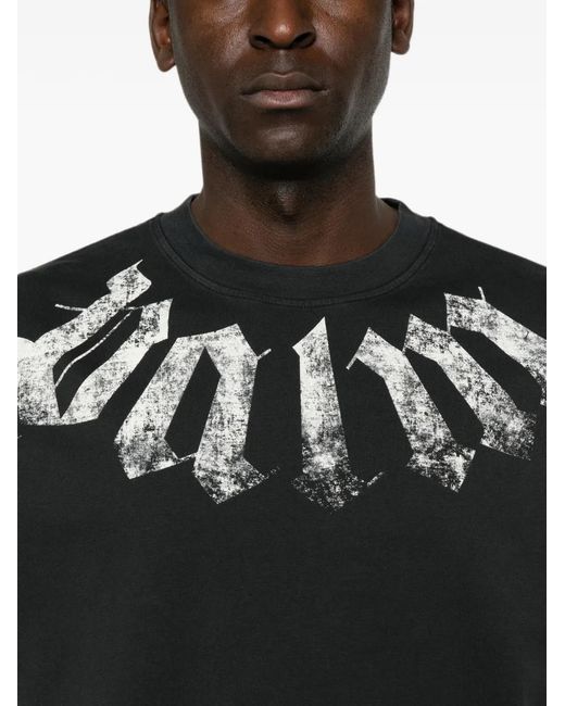 Palm Angels Black Big Neck Logo Printed T-Shirt for men