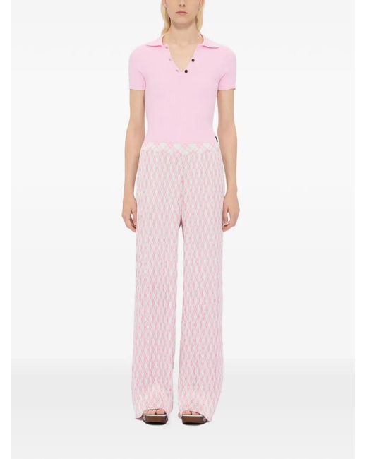 MSGM Pink Pantalon Plissé À Carreaux