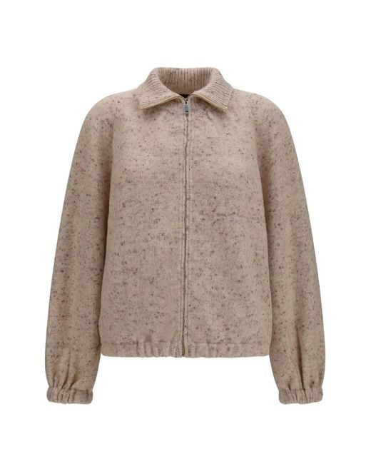 Fabiana Filippi Natural Long-Sleeve Zip-Up Cardigan