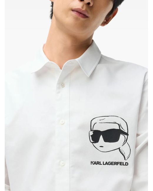 Karl Lagerfeld White Ikon Sketch Shirt for men