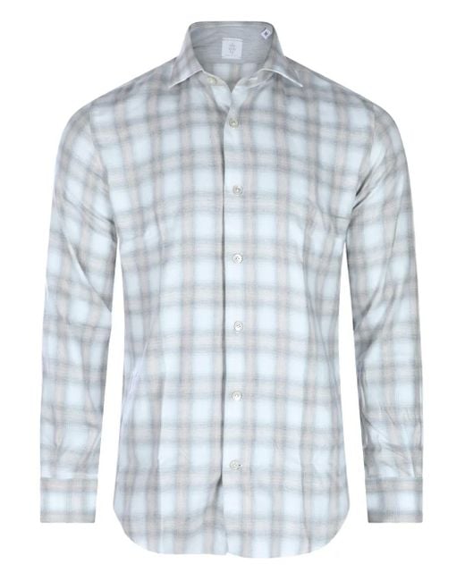 Camicia A Quadri di Eleventy in Blue da Uomo