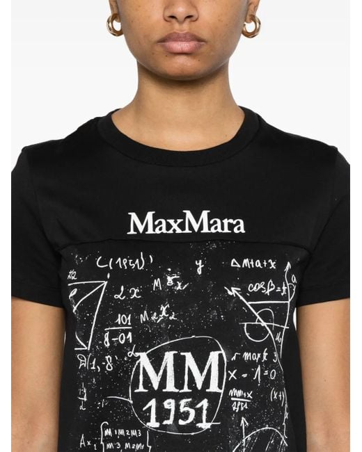 Max Mara Black Graphic Print T-Shirt With Short Sleeves