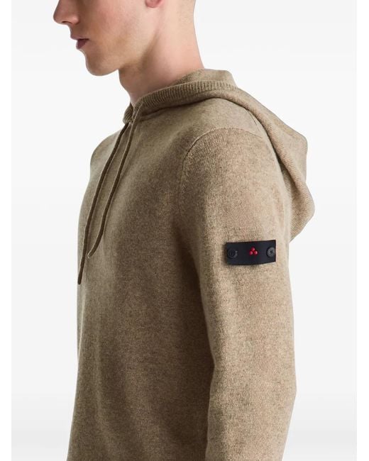 Peuterey Natural Logo-Patch Drawstring Knitted Hoodie for men