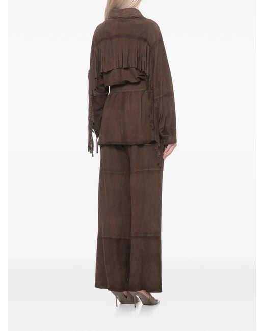 P.A.R.O.S.H. Brown Fringed Leather Jacket