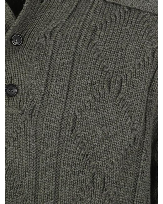 NAMACHEKO Gray Pull En Maille Torsadée À Col Polo for men