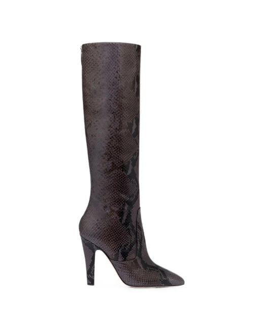 Paris Texas Brown Elsa Snakeskin-Effect Boots