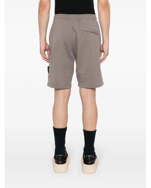 Stone Island Gray Compass-Badge Jersey Shorts for men