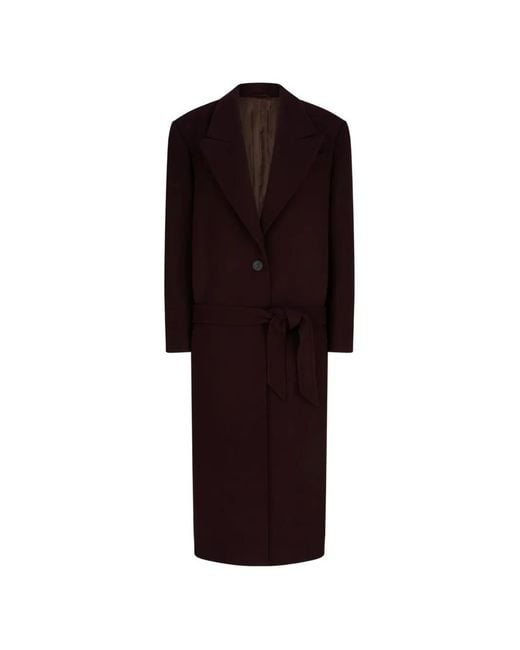 The Attico Red Belted Twill-Wool Coat